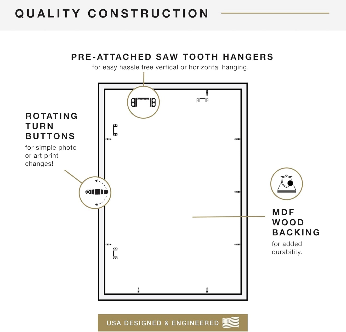 MCS Studio Gallery 16x24 Poster Frame Black Woodgrain Engineered Wood, Vertical & Horizontal Wall Hanging Large Picture Frame for Photos, Posters & Art Prints (1-Pack)