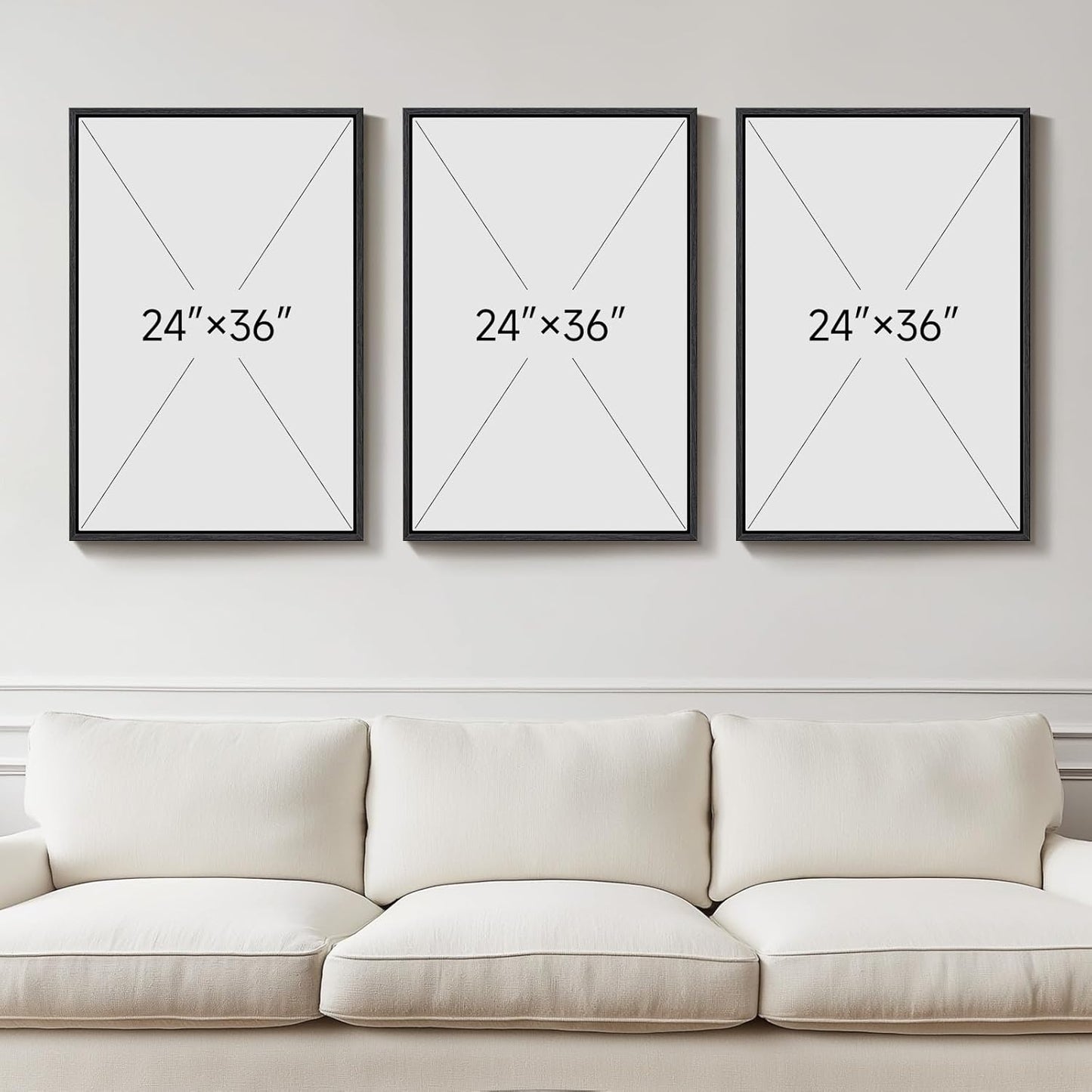 Large Framed Black and White Abstract Wall Art for Living Room, 3 Piece Big Modern Canvas Prints Paintings Artwork for Walls, Minimalist Abstract Art Pictures for Hallway, Office Wall Decor 24x36 In