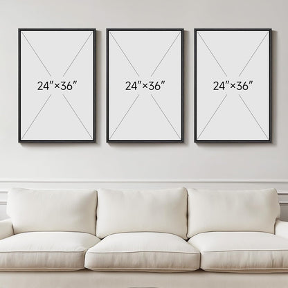 Large Framed Black and White Abstract Wall Art for Living Room, 3 Piece Big Modern Canvas Prints Paintings Artwork for Walls, Minimalist Abstract Art Pictures for Hallway, Office Wall Decor 24x36 In