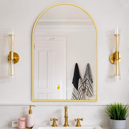 Bathroom Mirror for Wall, 24 Inch Round Mirror, Matte Black Metal Framed Circle Vanity Mirror for Bathroom Bedroom Living Room Entryway, Anti-Rust, Tempered Glass, Hanging or Leaning