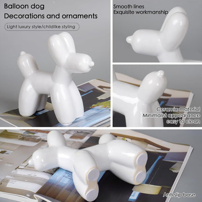 Notakia Cute Ceramics Balloon Dog Statue Crafts Gold Living Room Desktop Decorations,Handmade Modern Small Ceramic Animal Statue Ornament Gold Home Decor Accents