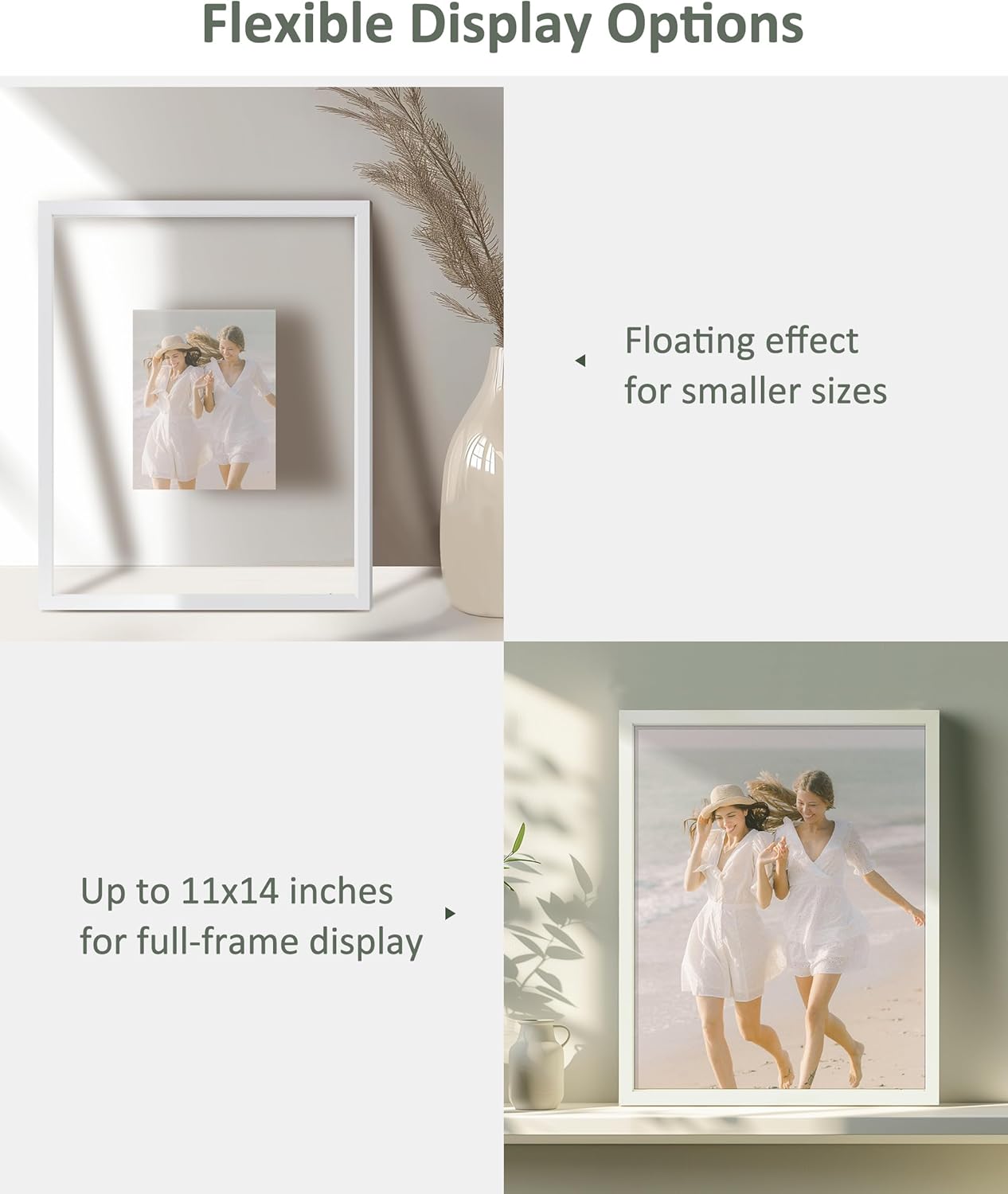 Sonefreiy Floating Picture Frames 8x10 Set of 2, Wooden Photo Frame Double Glass Pressed Flower Frames 5x7 Wall and Tabletop Display Mothers Day Gift for Family Friends Wedding