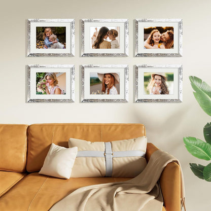 Vittanly 8x10 Picture Frames Set of 9, Shatter Resistant Plexiglass, Display 5x7 Pictures with Mat or 8x10 without Mat, Photo Frames for Wall or Tabletop, Engineered Wood, Black - Colors A