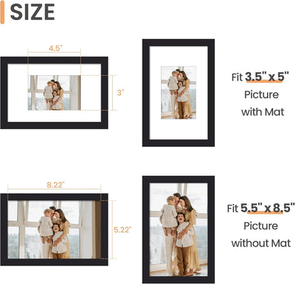 upsimples 8x10 Picture Frame, Display Pictures 5x7 with Mat or 8x10 Without Mat, Wall Hanging Photo Frame, Black, 1 Pack - Colors B