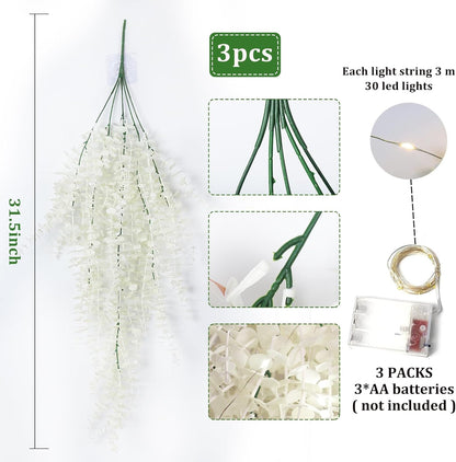RECUTMS Artificial Hanging Plants Fake Hanging Plant Faux Eucalyptus Leaf Greenery Vine Outdoor UV Resistant Plastic Plants Home Garden Wedding Party Indoor Outdoor Decorations(White)