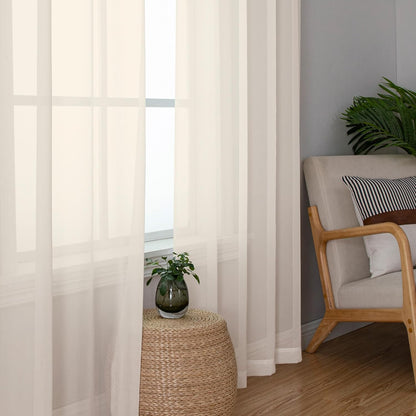 OWENIE Sheer Curtains 84 inches Long 2 Panels Set for Living Room/Bedroom, Rod Pocket Voile Sheer Panel Drapes, White, 2pcs, Each 42" W x 84" L - Colors B