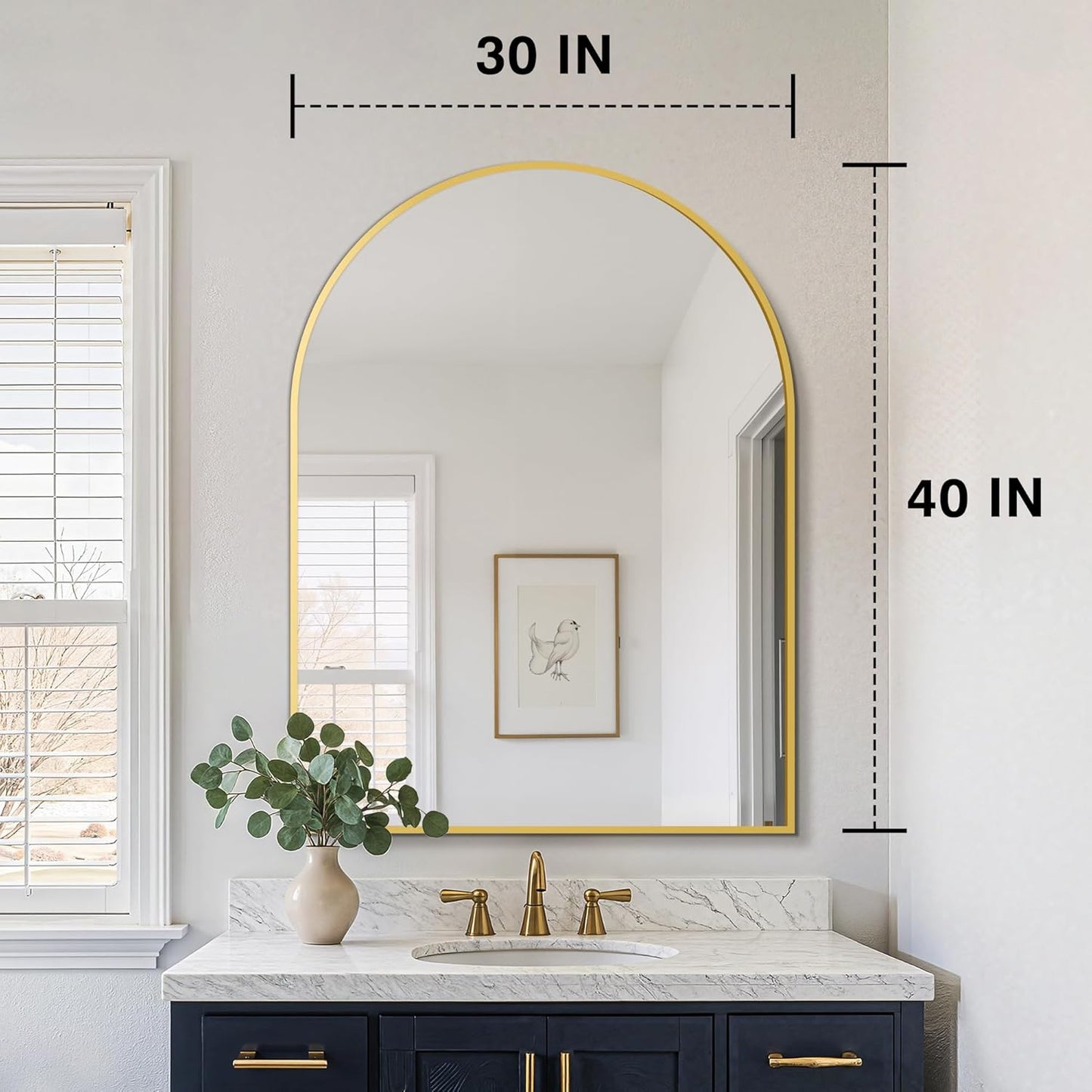 FICTOR Bathroom Mirror for Wall, Arched Vanity Bathroom Mirror for Over Sink, Metal Framed with HD Shatter-Proof Glass for Entryway, Living Room,Bedroom(2 Pack 24” x 36”, Black)