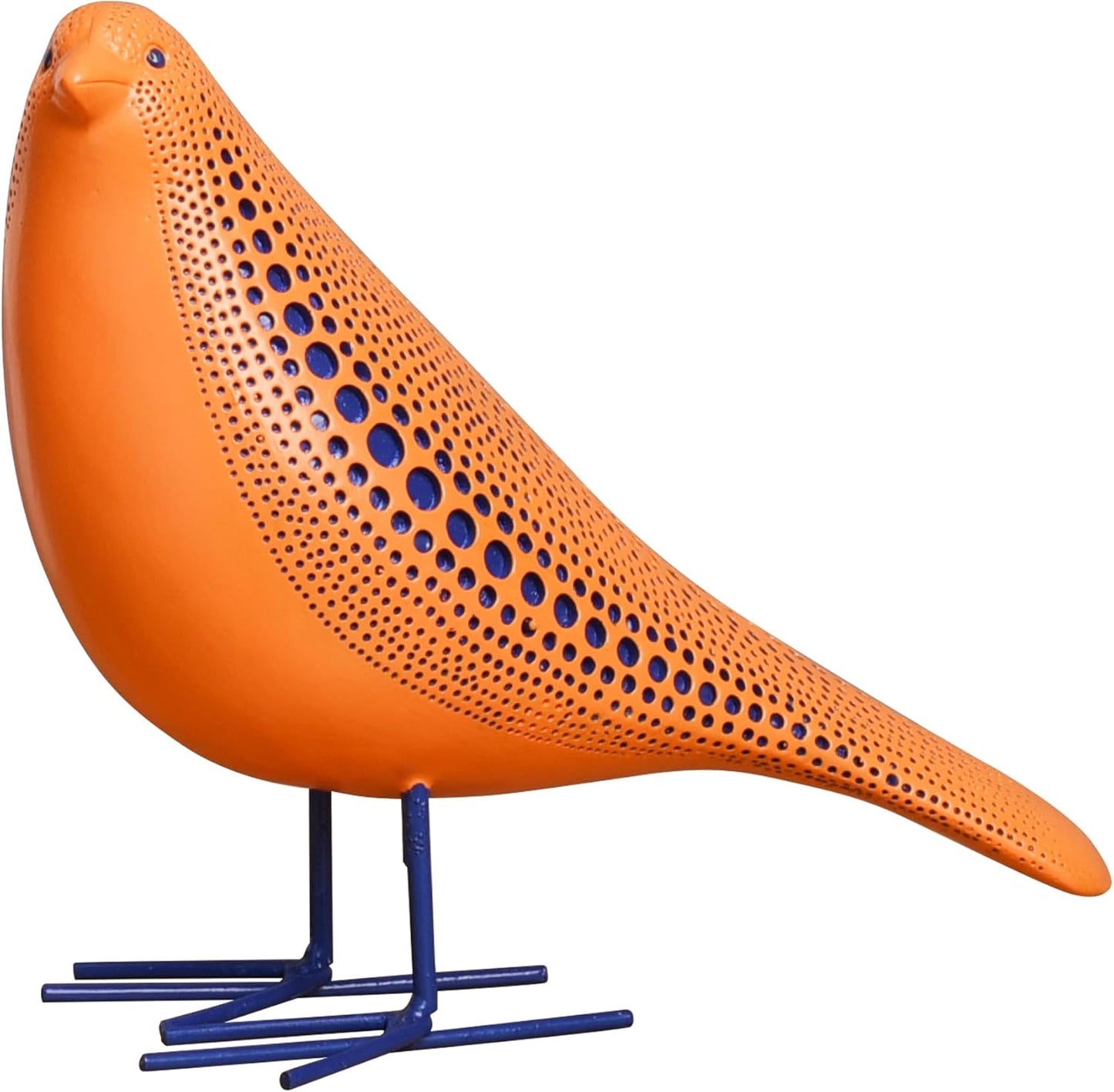 Quoowiit Bird Figurine, Modern Sculpture and Statues for Home Decor, Animal Statues for Bookshelf, Table, Entryway, Fireplace, Resin Decorative Sculpture with Chic Polka Dots Art Design (White)