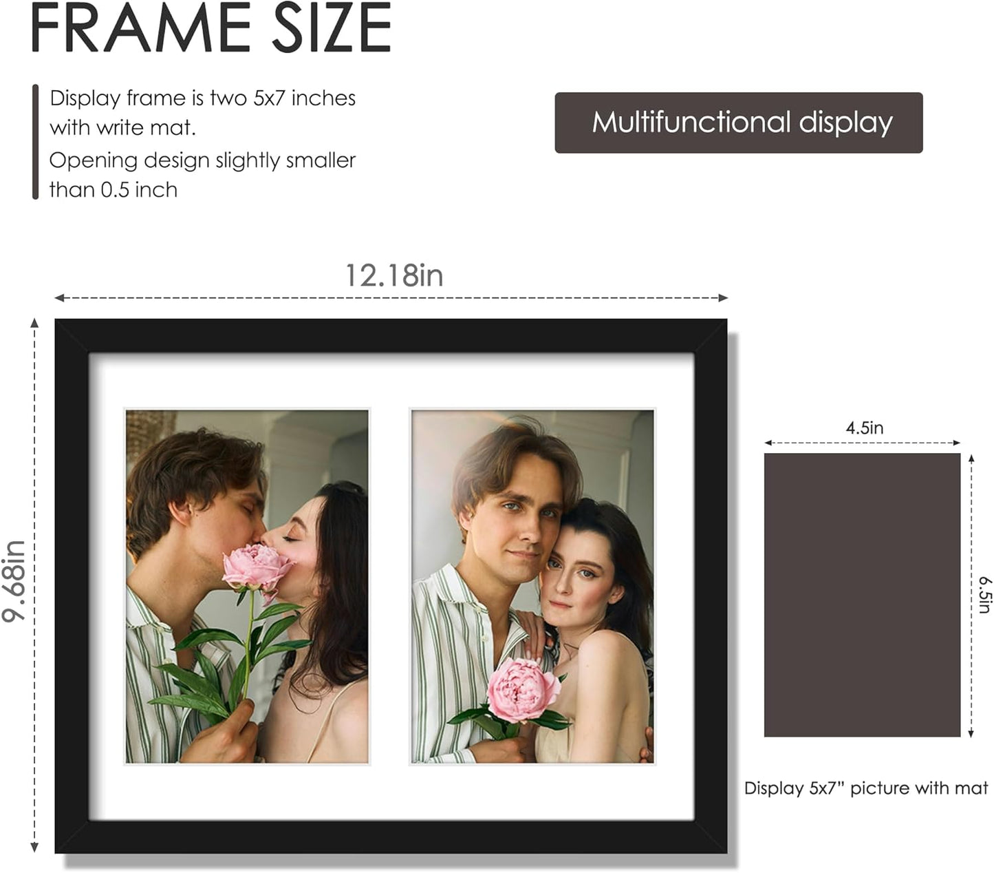 DUENPY 14x26 Collage Picture Frame 4x6 Collage Picture Frame Displays Twelve 4x6 inch Photos Available Horizontal Wall Mounting Display and Vertical Black - Colors B