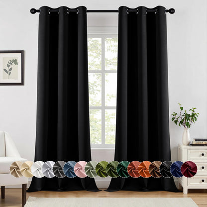 MIULEE Blackout Curtains for Bedroom Living Room 2 Panels, Thermal Insulated Room Darkening Drapes Grommet Noise Reducing Light Blocking Window Treatments 63 Inches Long 40x63 Inch Black - Colors B