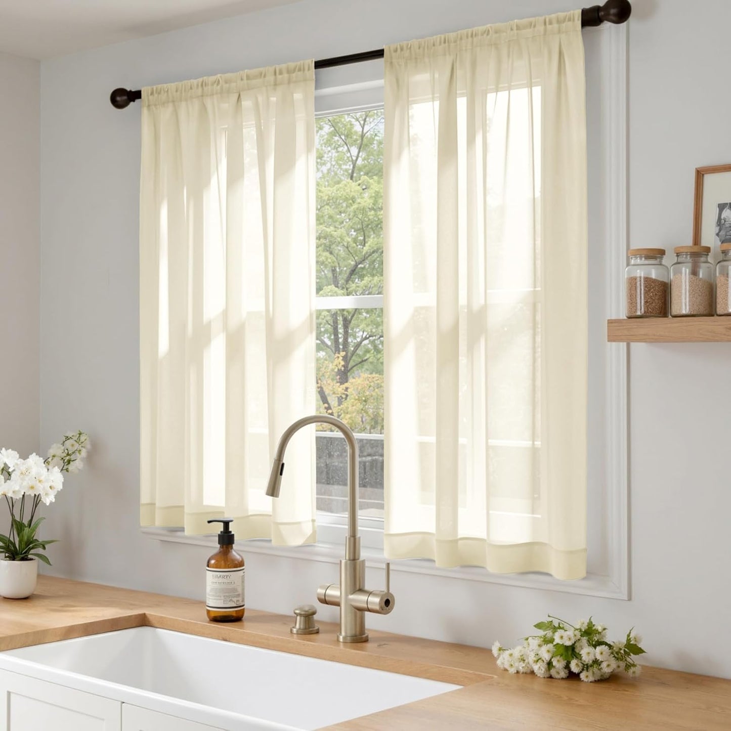 MIULEE White Sheer Curtains 84 Inches Long, 4 Panels Set, Light Filtering Rod Pocket Voile Drapes for Living Room and Bedroom, Airy Soft Fabric Window Treatments, 42 x 84 Inches