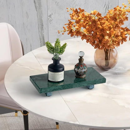 Natural Marble Tray Pedestal Stand – Soap & Jewelry Riser for Bathroom Counter, Kitchen Sink, Vanity Organizer, Decorative Stone Catchall for Perfume, Candles