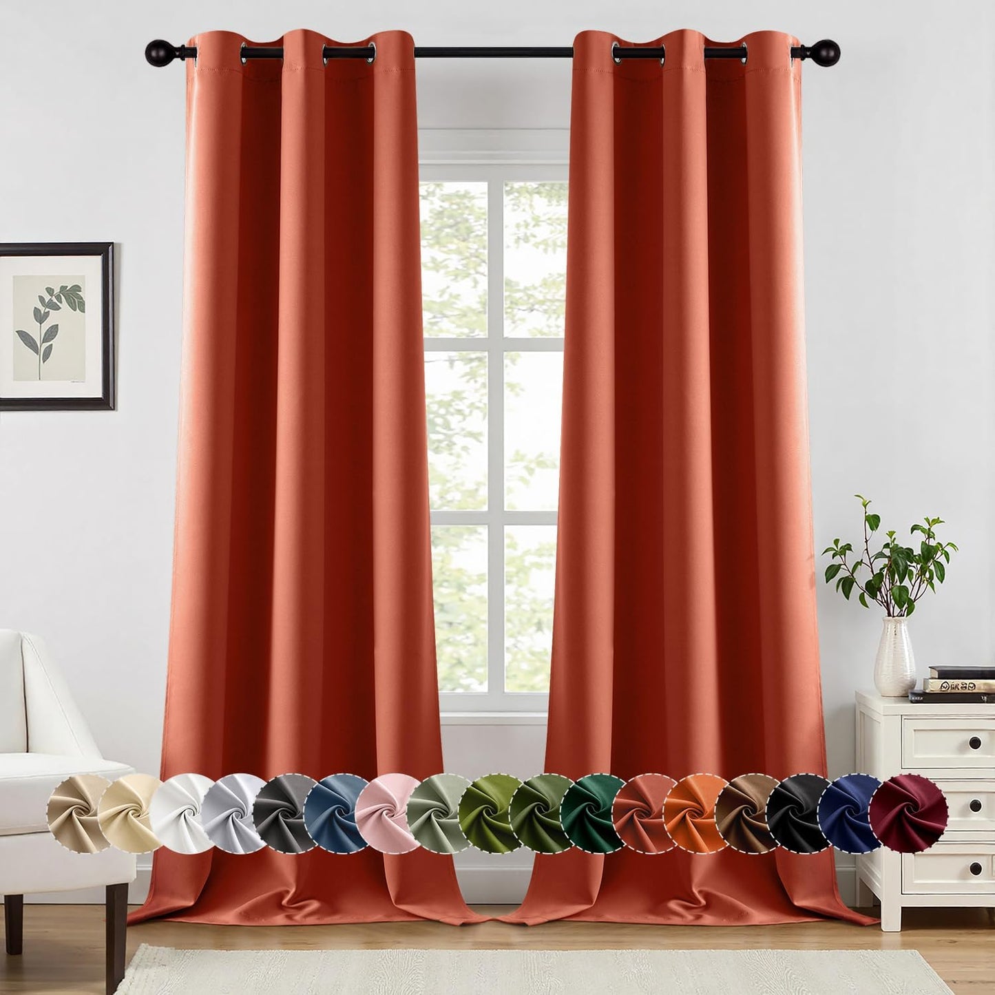 MIULEE Blackout Curtains for Bedroom Living Room 2 Panels, Thermal Insulated Room Darkening Drapes Grommet Noise Reducing Light Blocking Window Treatments 63 Inches Long 40x63 Inch Black - Colors A