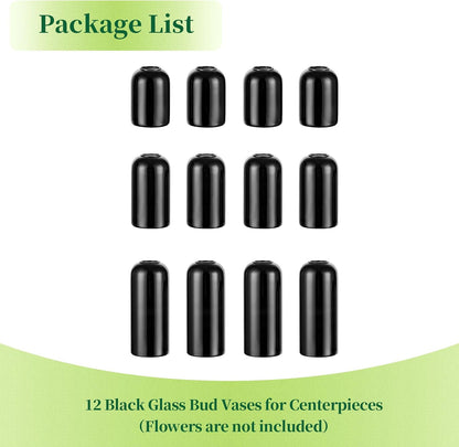 Glass Bud Vases for Flowers - Hewory Blown Modern Small Glass Vases for Centerpieces Set of 12, Mini Clear Bulk Flower Vases for Wedding Party Events Home Decor Floral Arrangement (Not Include Flower)