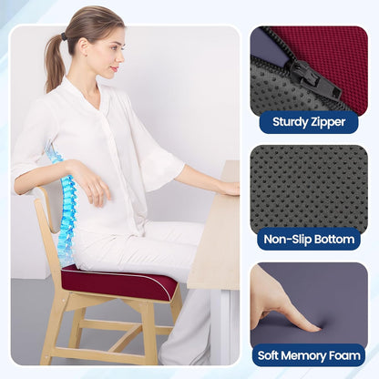 SweetSlubr Seat Cushion for Tailbone Pain Relief, Office Chair Cushion, Memory Foam Large Cushion with Non-Slip Cover for Soft Support at Office Chair, Car Seat, Airplane, Floor Pillow, Black/Large
