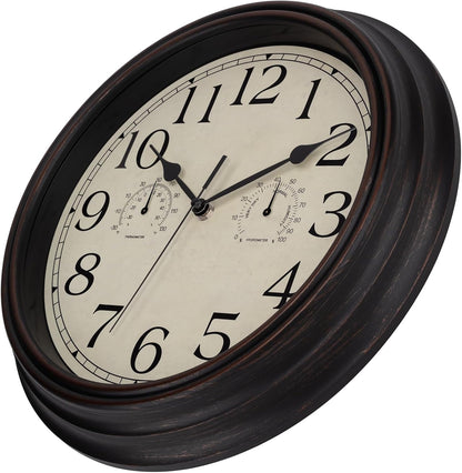Foxtop Retro Silent Non-Ticking Round Classic Clock Quartz Decorative Battery Operated Wall Clock for Living Room Kitchen Home Office 12 Inch (Bronze)