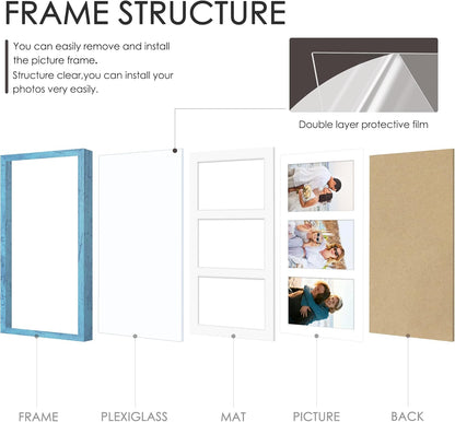 DUENPY 14x26 Collage Picture Frame 4x6 Collage Picture Frame Displays Twelve 4x6 inch Photos Available Horizontal Wall Mounting Display and Vertical Black - Colors A