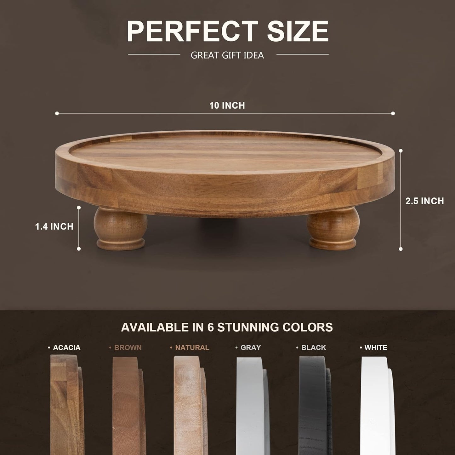 EOSAHR Farmhouse Pine Wood Riser for Home Decor – Round Pedestal Stand for Coffee Table & Kitchen Sink – Stylish Display Stand for Dish Soap Dispenser, Candles, Plants and Cupcakes (Green)