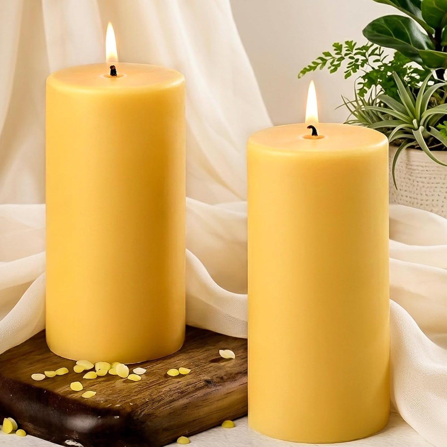 2x5 Inch Beeswax Candles, 4 Packs, 100% Natural Beeswax Pillar Candles, 52 Hours Burn Time, Pure Emergency Candle Long Burning for Home Decor, Gift Sending, Smokeless & Dripless