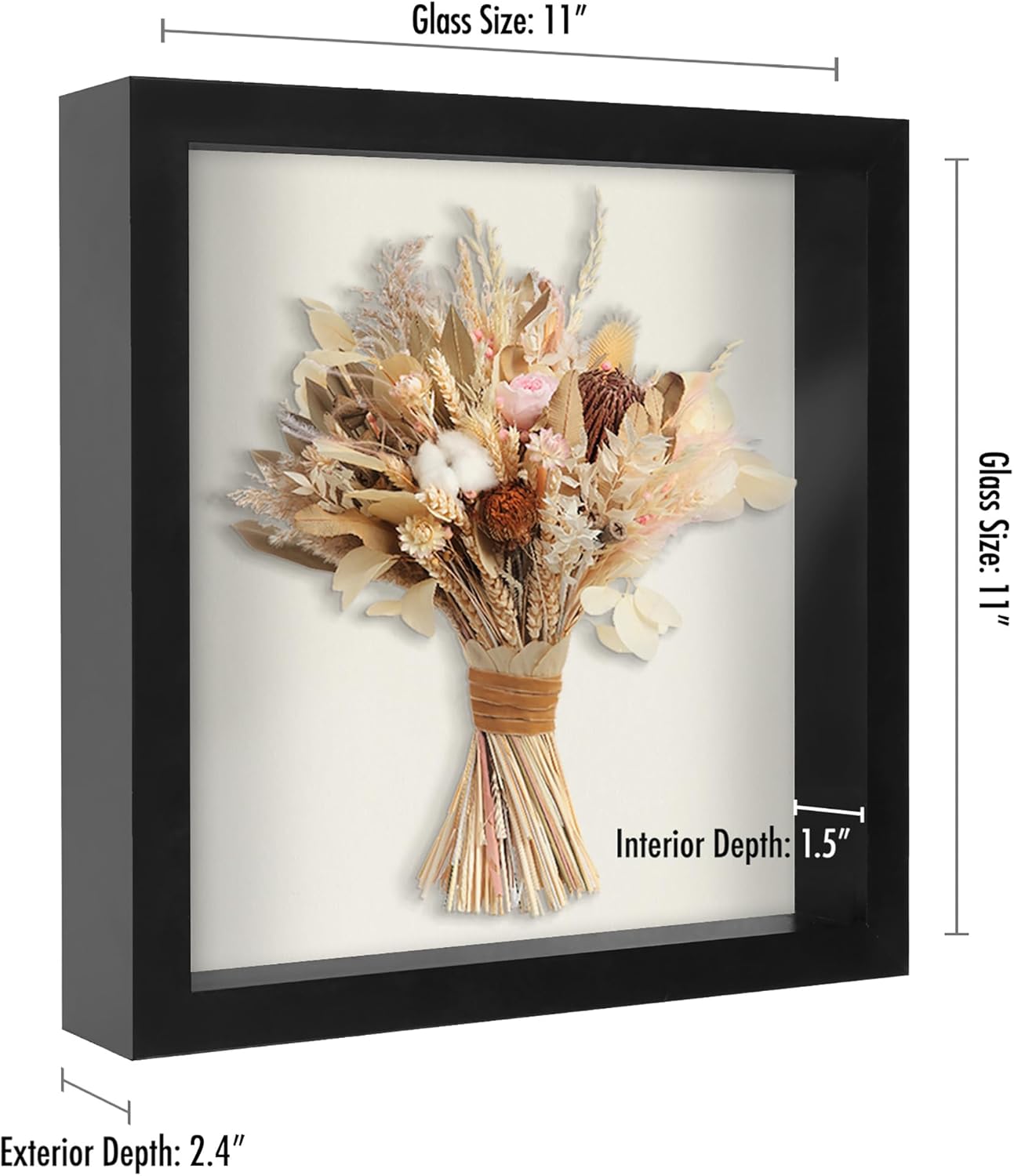 Americanflat 12x16 Shadow Box Frame with Polished Plexiglass - Silhouette Collection - Large Shadow Box Display Case for Tabletop and Wall Display - Black with Soft Felt Back