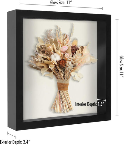 Americanflat 12x16 Shadow Box Frame with Polished Plexiglass - Silhouette Collection - Large Shadow Box Display Case for Tabletop and Wall Display - Black with Soft Felt Back