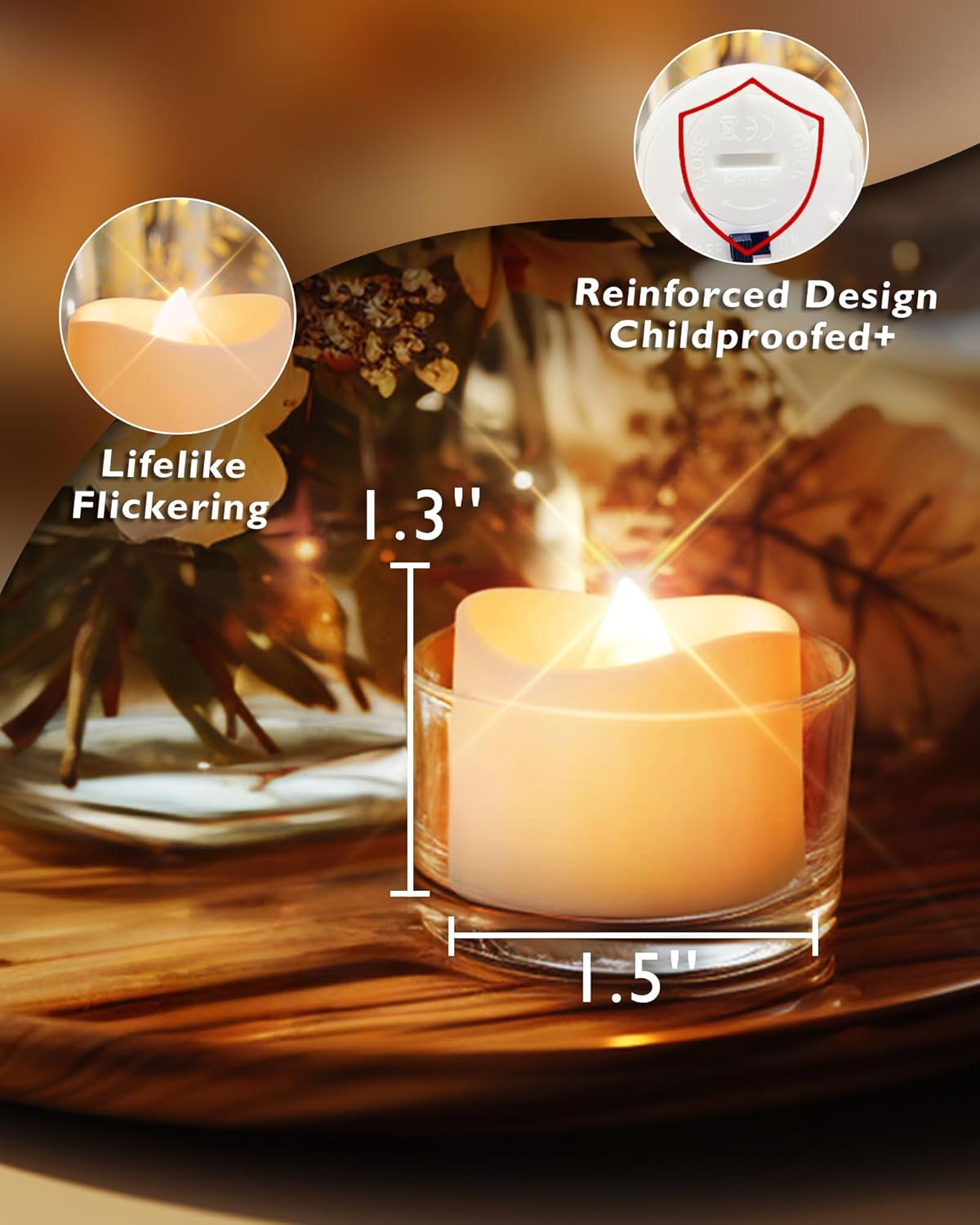 Homemory 24Pcs Flickering Flameless Candle Battery Operated, 200+Hours Fake Electric LED Tea Lights for Votive, Centerpiece Table Decorations, Wedding, Aniversary, Halloween, Christmas
