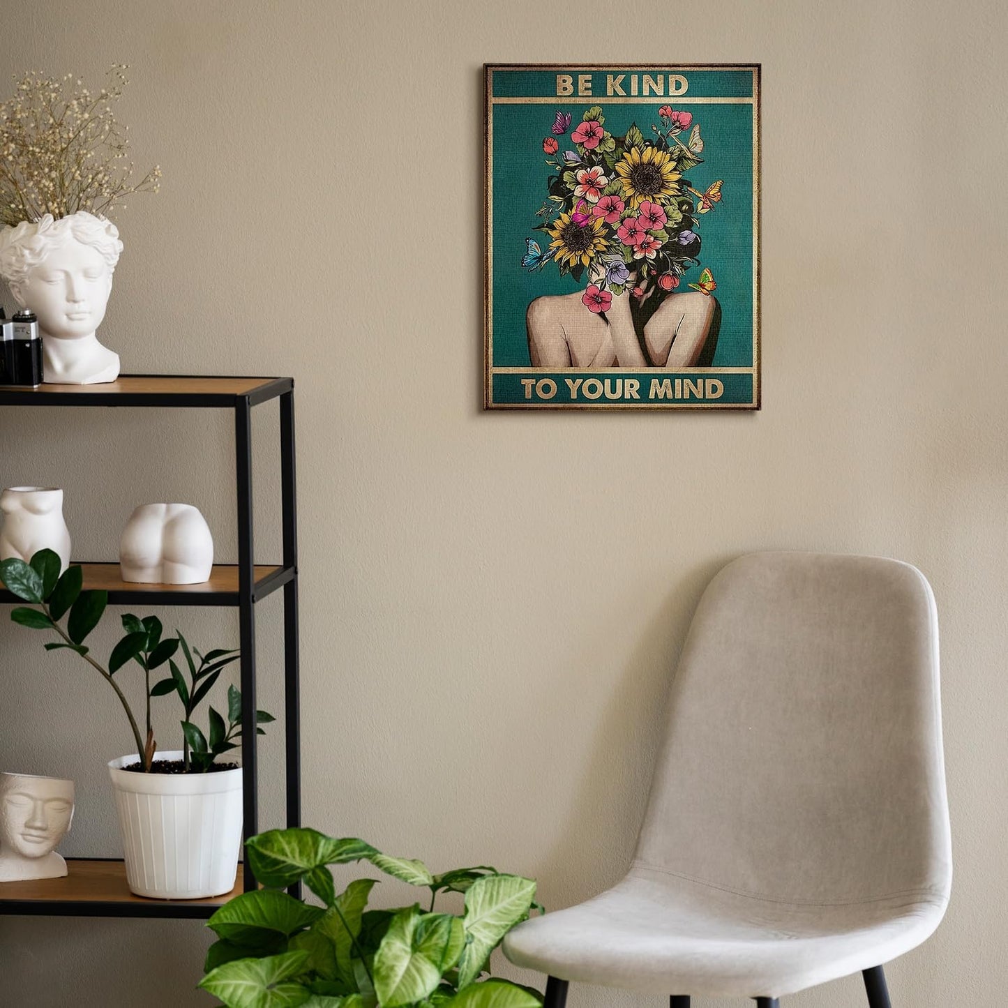 DIHSIEG 12x16 Canvas Wall Art funny bathroom wall art Print Poster Vintage Poster Frameless Floral Can be hung on the Wall Heal Your Heart poster Wall Art Canvas