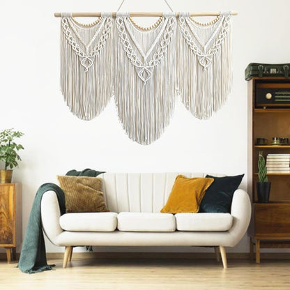RUIZHIXUAN large macrame wall hanging - Boho Tapestry Macrame Wall Decor Art- Chic Bohemian Handmade Woven Tapestry Home Decoration for Bedroom Living Room Apartment Dorm Gallery - 43"x32" (Bead)