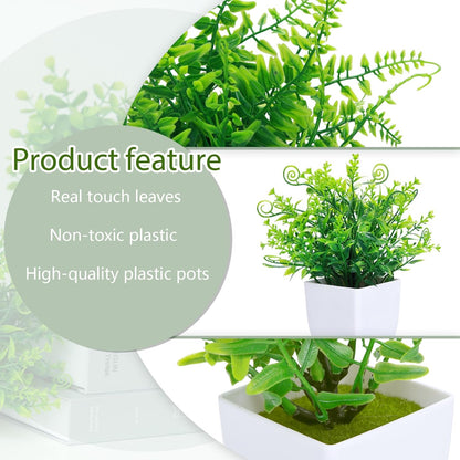 GREENTIME 4 Pack Fake Plants in Black Pot Mini Artificial Eucalyptus Potted Plant Small Faux Grass Greenery Potted for Indoor Home Office Farmhouse Bathroom Table Decoration