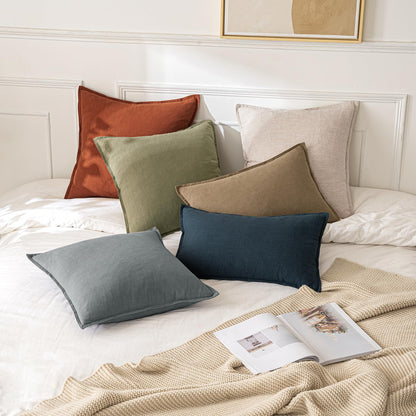 MIULEE Decorative Linen Euro Sham Pillow Covers 26x26 Cream White Boho Farmhouse Neutral Couch Throw Pillows for Bed Pack of 2 Accent Modern Pillowcase Sofa Livingroom Home Decor