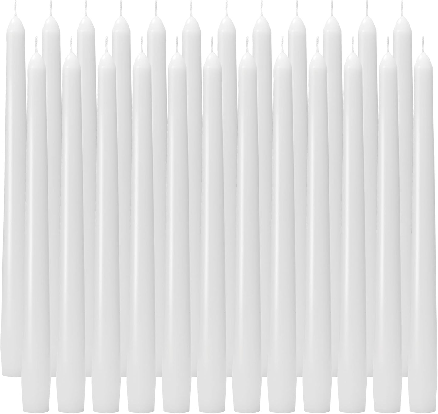 10-Inch Ivory Taper Candles - Dripless Smokeless Tapered Candle Cream Unscented Candlesticks Paraffin Wax Long Slow Burning Tall Candle Sticks for Dinner Business Wedding Restaurants 12 Pack
