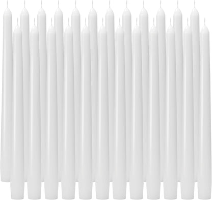 10-Inch Ivory Taper Candles - Dripless Smokeless Tapered Candle Cream Unscented Candlesticks Paraffin Wax Long Slow Burning Tall Candle Sticks for Dinner Business Wedding Restaurants 12 Pack