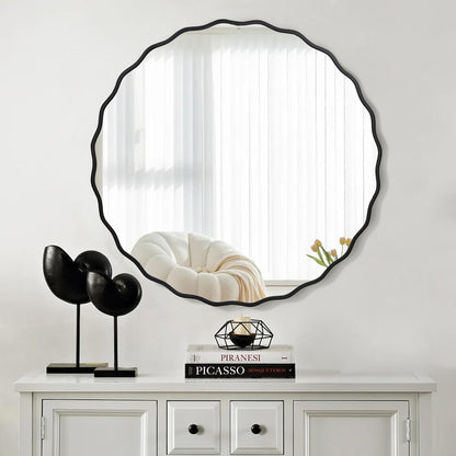 White Round Mirror 30 Inch, Circle Wall Mirrors for Bathroom, Bedroom Living Room or Entryway