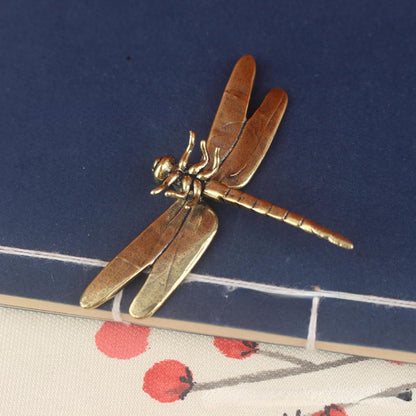 Dragonfly Sculpture - Handmade Metal Dragonfly Figurine with Wings for Study & Office
