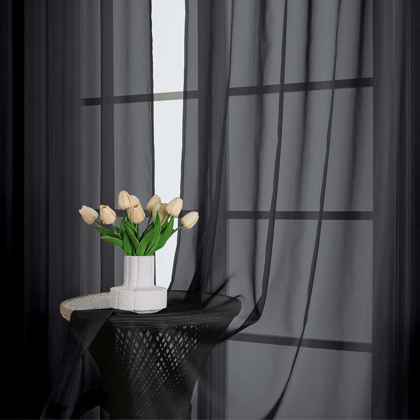 OWENIE Sheer Curtains 84 inches Long 2 Panels Set for Living Room/Bedroom, Rod Pocket Voile Sheer Panel Drapes, White, 2pcs, Each 42" W x 84" L - Colors B