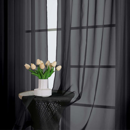 OWENIE Sheer Curtains 84 inches Long 2 Panels Set for Living Room/Bedroom, Rod Pocket Voile Sheer Panel Drapes, White, 2pcs, Each 42" W x 84" L - Colors B