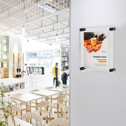 Azar Displays,105536, Floating Acrylic Wall Frame with Silver Hardware Stand Off Caps, Clear Hanging Photo Frame Display Mount with Frameless Border, Glass-Like Frame for Large Prints, 24" x 36"