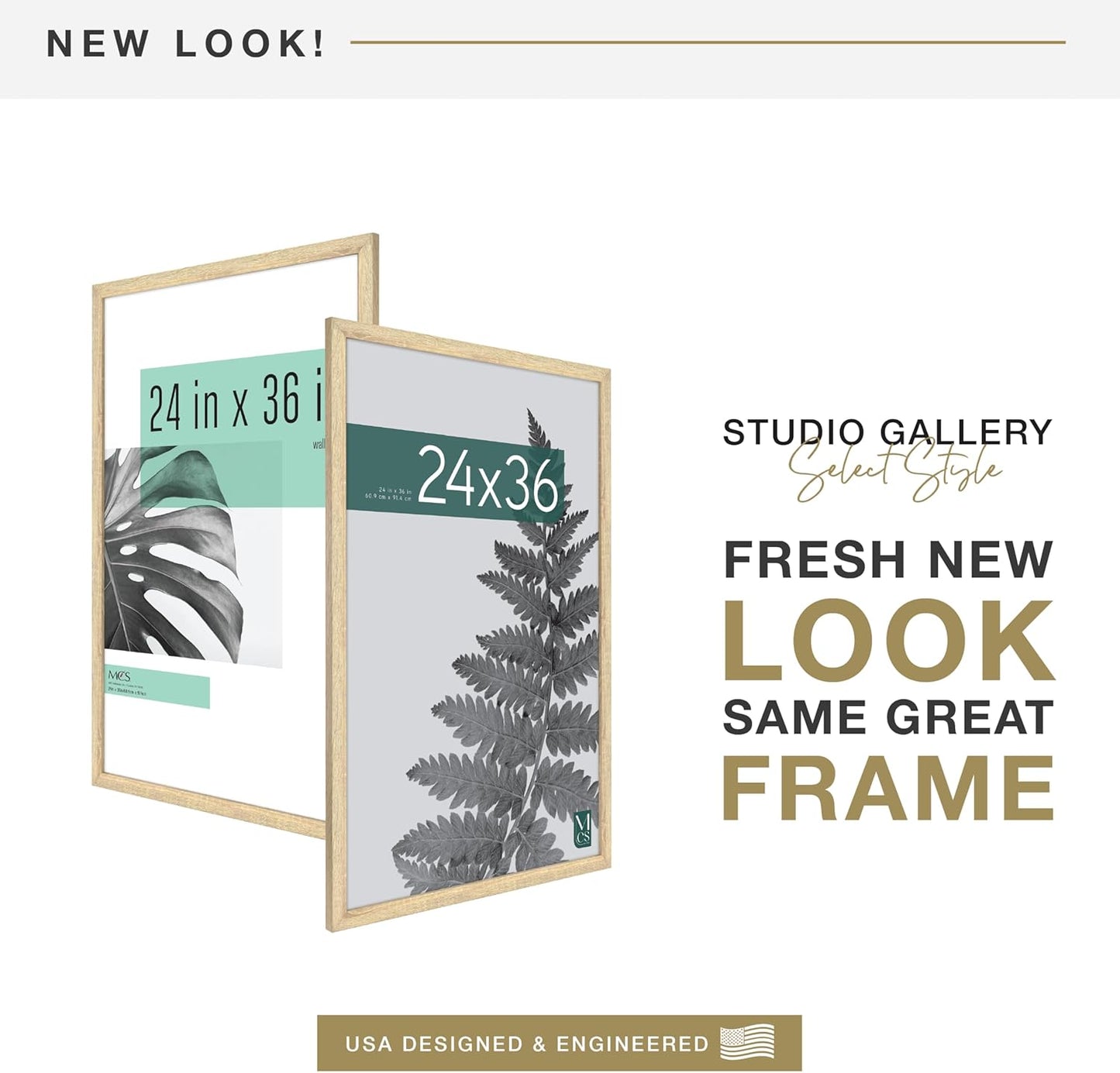 MCS Studio Gallery 16x24 Poster Frame Black Woodgrain Engineered Wood, Vertical & Horizontal Wall Hanging Large Picture Frame for Photos, Posters & Art Prints (1-Pack)