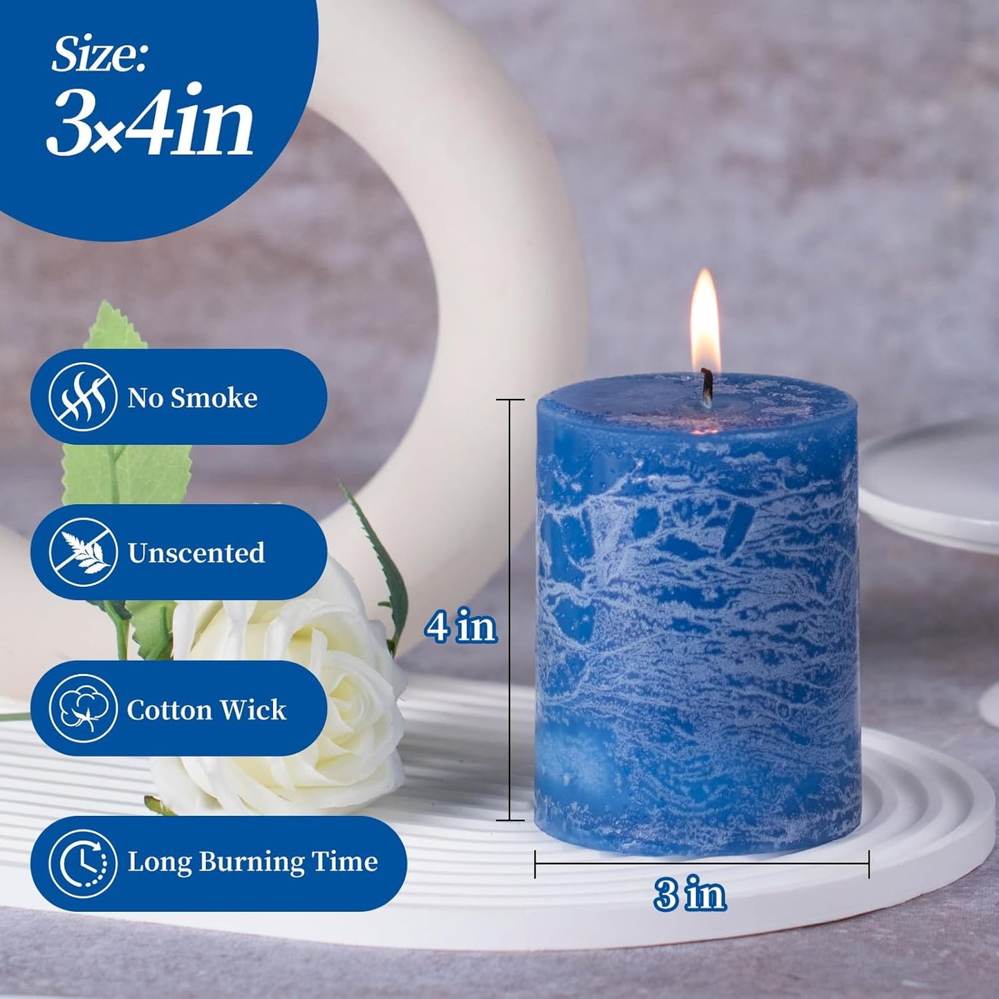KONNI Coffee Layered Pillar Candles Set of 3, 3"x 4" Unscented Pillar Candles Bulk, 39 Hours Long Burning Candles, Smokeless&Dripless Round Candle for Wedding, Home Decoration, Parties, Spas, Dinner