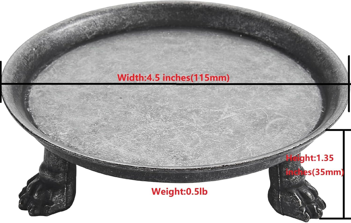 khtumeware 4.5 Inch 100% Solid Brass Clawfoot Candle Dish - Antique Pedestal Dish - Candle Holder - Jewelry Holder - Perfect for Wax Candles, Rings, and Trinkets