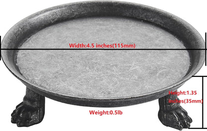 khtumeware 4.5 Inch 100% Solid Brass Clawfoot Candle Dish - Antique Pedestal Dish - Candle Holder - Jewelry Holder - Perfect for Wax Candles, Rings, and Trinkets
