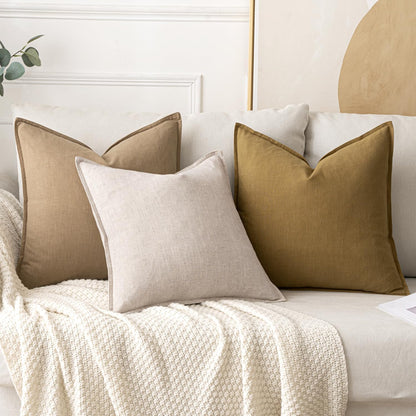 MIULEE Decorative Linen Euro Sham Pillow Covers 26x26 Cream White Boho Farmhouse Neutral Couch Throw Pillows for Bed Pack of 2 Accent Modern Pillowcase Sofa Livingroom Home Decor