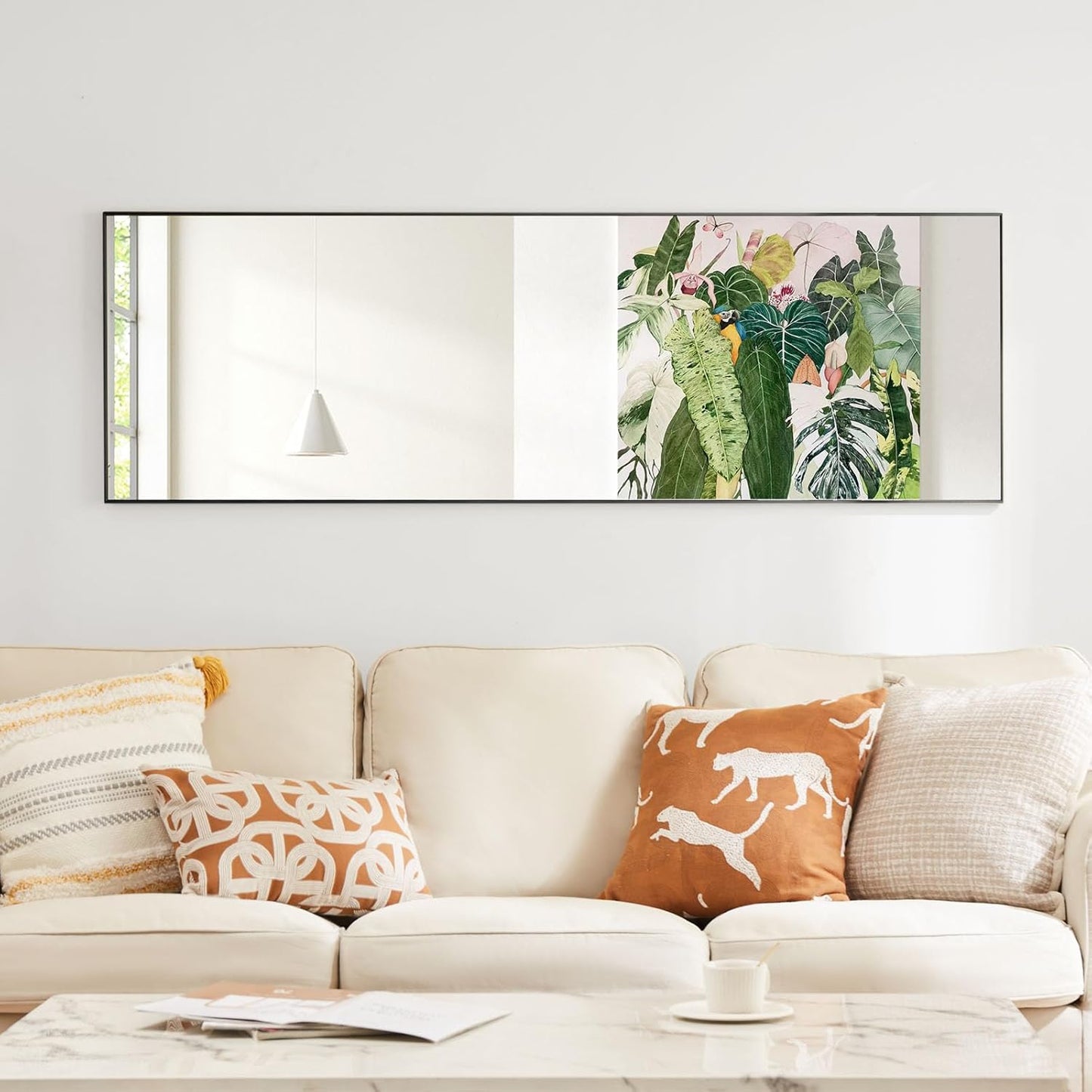 OLIXIS Black Arched Full Length Mirror 60"x16" for Bedroom, Full Body Mirror with Stand, Hanging or Leaning for Wall, Aluminum Alloy Thin Frame Floor Standing for Living Room