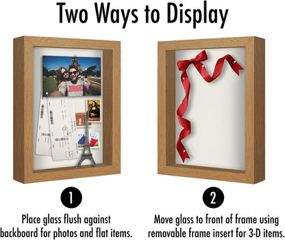 Americanflat 12x16 Shadow Box Frame with Polished Plexiglass - Silhouette Collection - Large Shadow Box Display Case for Tabletop and Wall Display - Black with Soft Felt Back