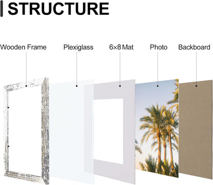 Vittanly 8x10 Picture Frames Set of 9, Shatter Resistant Plexiglass, Display 5x7 Pictures with Mat or 8x10 without Mat, Photo Frames for Wall or Tabletop, Engineered Wood, Black - Colors A