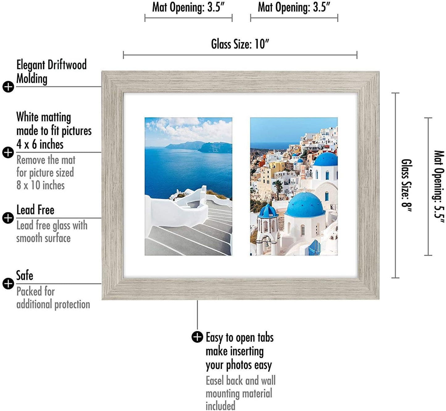 Americanflat 4x6 Collage Picture Frame with Shatter-Resistant Glass - Fits Five 4x6 Photos or Use as One 11x14 Picture Frame - Signature Collection - Collage Frames for Wall Display - Black