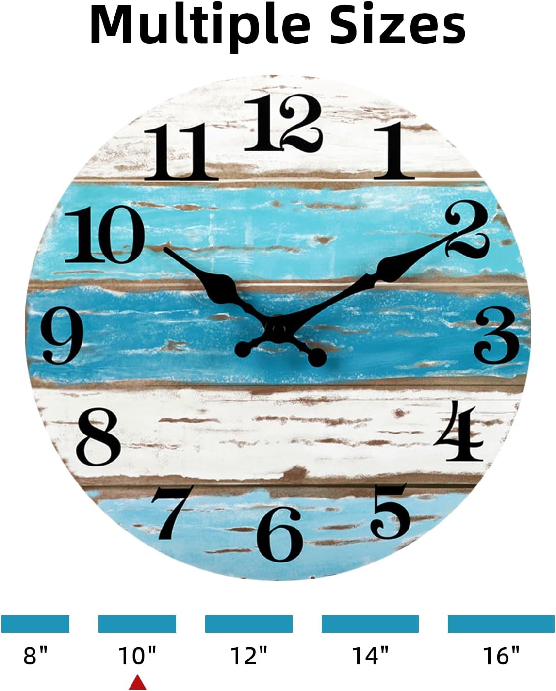 CHYLIN Wall Clock, Silent Non Ticking Battery Operated, Rustic Coastal Country Clock Decorative for Bathroom Kitchen Bedroom 8