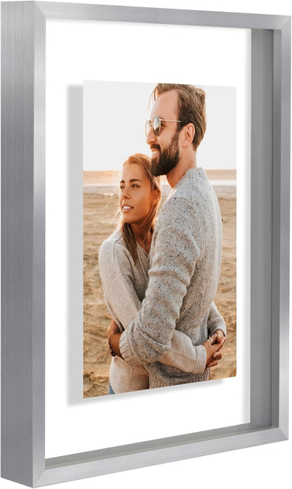 Americanflat Aluminum 11x14 Floating Picture Frame with Shatter-Resistant Glass - Use as 8x10 Picture Frame or Display 11x14 Photo - Signature Float Collection - Photo Frames for Wall Display - Black