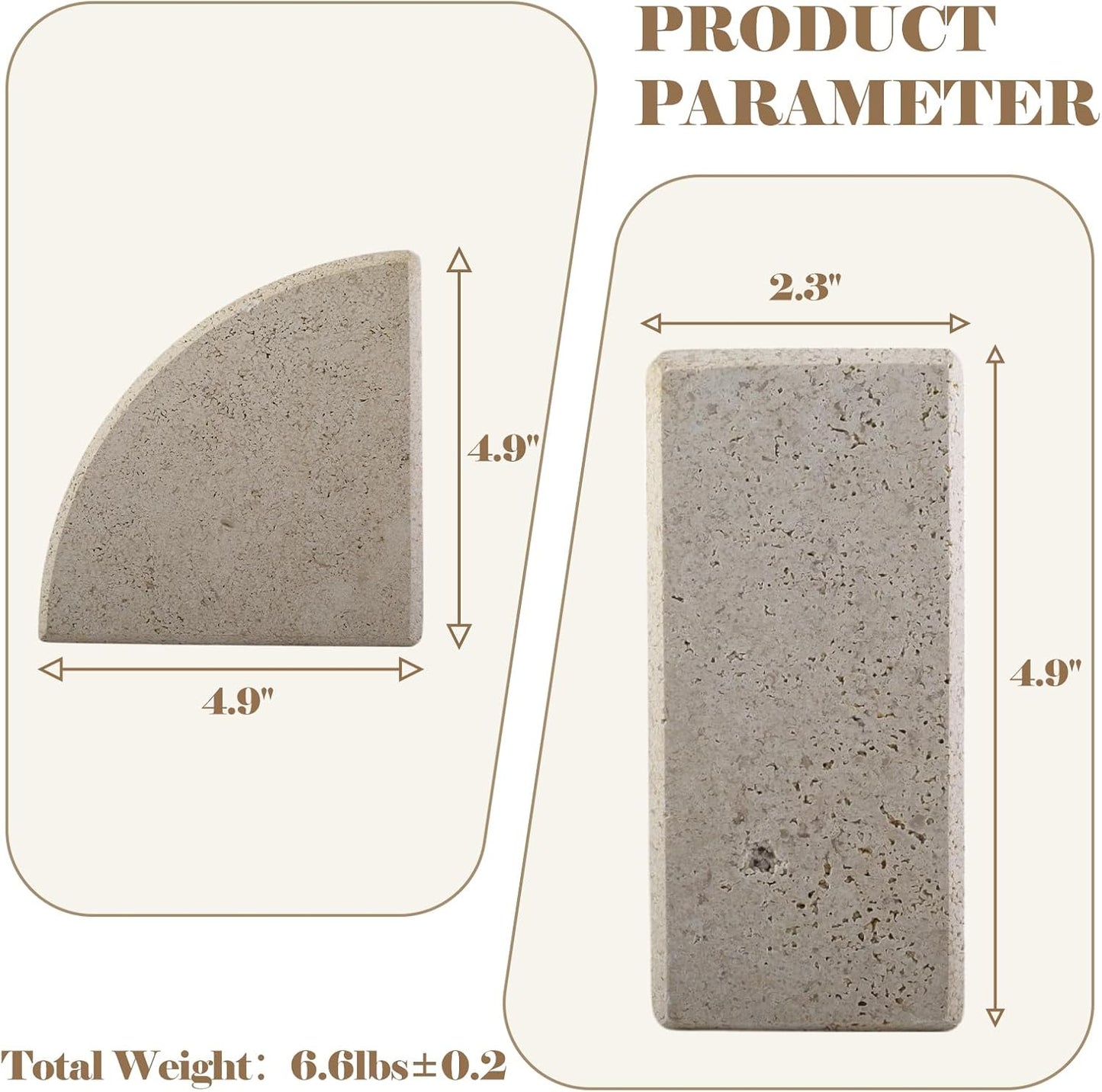Karibiber Travertine Bookends for Heavy Books, Marble Decorative Bookends for Shelves, Heavy-Duty Stone Book Ends for Hardback Book & Cookbooks, Unique Book Stopper & Holder, Travertino Italy