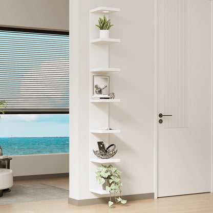 LitaEther Versatile 7 Tier Wall Shelf Unit,White Lack Wall Shelf,Display Floating Shelf with LED Remote Control Light